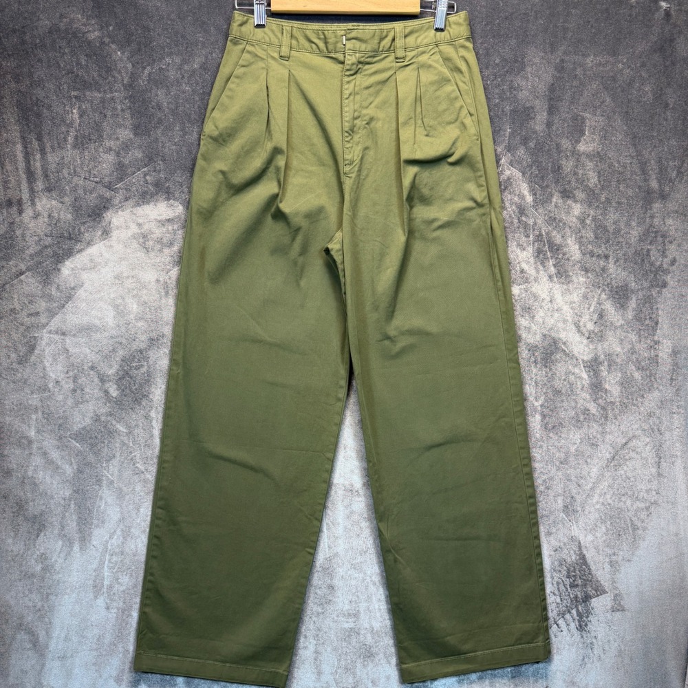 Gap Pleated Wide Khaki Womens Green Wide Leg 4 High Rise Trousers Workwear